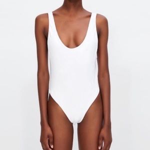 Zara White Sequin One-Piece Bathing Suit